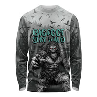 Bigfoot Stay Wild I Hate People Long Sleeve Shirt Angry Sasquatch Distressed Forest Dark Fantasy