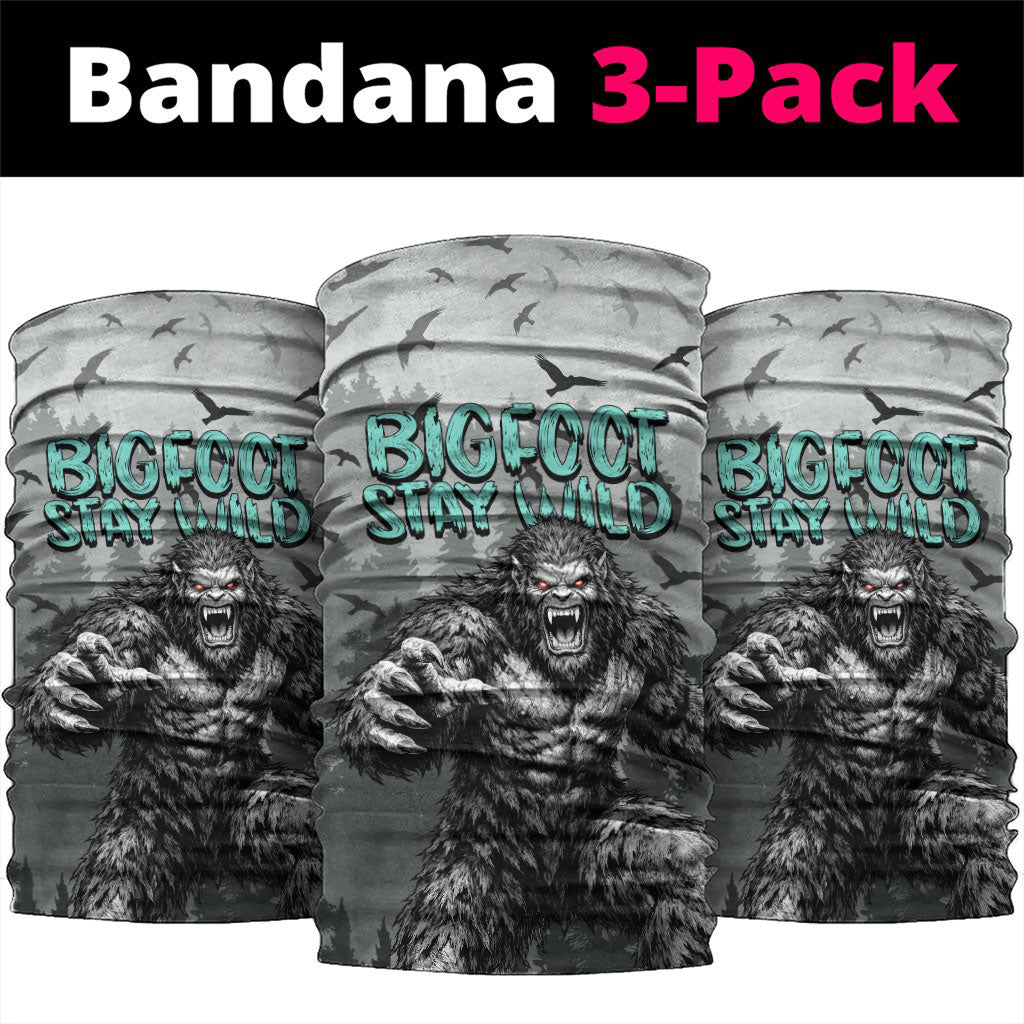 Bigfoot Stay Wild I Hate People Neck Gaiter Angry Sasquatch Distressed Forest Dark Fantasy