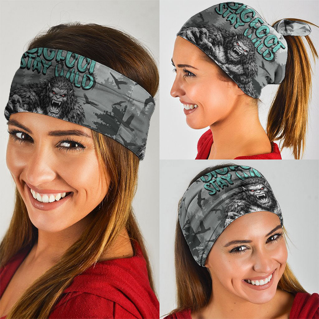 Bigfoot Stay Wild I Hate People Neck Gaiter Angry Sasquatch Distressed Forest Dark Fantasy