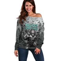 Bigfoot Stay Wild I Hate People Off Shoulder Sweater Angry Sasquatch Distressed Forest Dark Fantasy