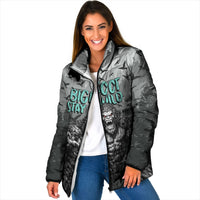 Bigfoot Stay Wild I Hate People Padded Jacket Angry Sasquatch Distressed Forest Dark Fantasy