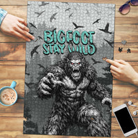 Bigfoot Stay Wild I Hate People Puzzle Angry Sasquatch Distressed Forest Dark Fantasy