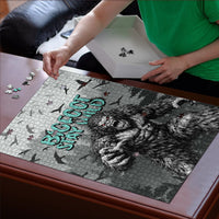 Bigfoot Stay Wild I Hate People Puzzle Angry Sasquatch Distressed Forest Dark Fantasy