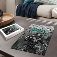 Bigfoot Stay Wild I Hate People Puzzle Angry Sasquatch Distressed Forest Dark Fantasy