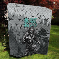 Bigfoot Stay Wild I Hate People Quilt Angry Sasquatch Distressed Forest Dark Fantasy