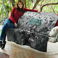 Bigfoot Stay Wild I Hate People Quilt Angry Sasquatch Distressed Forest Dark Fantasy