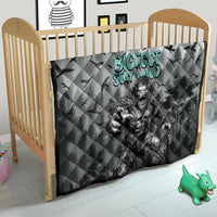 Bigfoot Stay Wild I Hate People Quilt Angry Sasquatch Distressed Forest Dark Fantasy