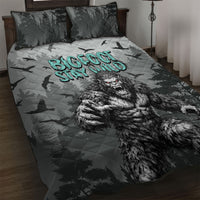 Bigfoot Stay Wild I Hate People Quilt Bed Set Angry Sasquatch Distressed Forest Dark Fantasy