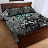 Bigfoot Stay Wild I Hate People Quilt Bed Set Angry Sasquatch Distressed Forest Dark Fantasy