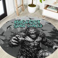 Bigfoot Stay Wild I Hate People Round Carpet Angry Sasquatch Distressed Forest Dark Fantasy