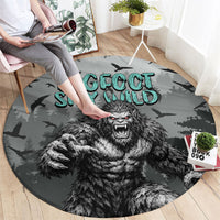 Bigfoot Stay Wild I Hate People Round Carpet Angry Sasquatch Distressed Forest Dark Fantasy