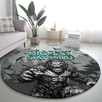 Bigfoot Stay Wild I Hate People Round Carpet Angry Sasquatch Distressed Forest Dark Fantasy
