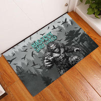 Bigfoot Stay Wild I Hate People Rubber Doormat Angry Sasquatch Distressed Forest Dark Fantasy