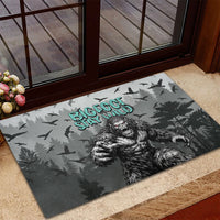 Bigfoot Stay Wild I Hate People Rubber Doormat Angry Sasquatch Distressed Forest Dark Fantasy