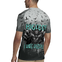 Bigfoot Stay Wild I Hate People Rugby Jersey Angry Sasquatch Distressed Forest Dark Fantasy