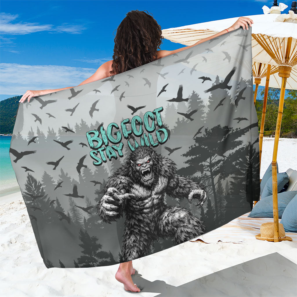 Bigfoot Stay Wild I Hate People Sarong Angry Sasquatch Distressed Forest Dark Fantasy