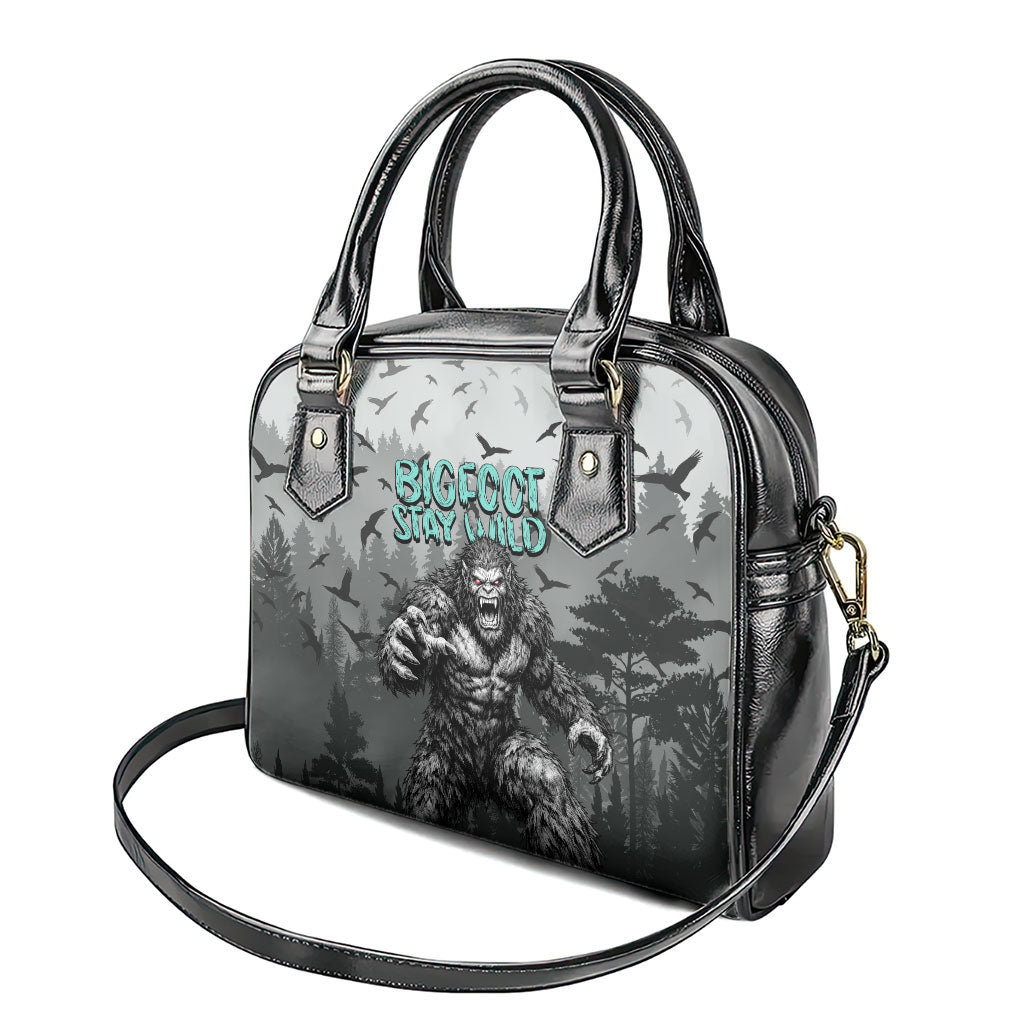 Bigfoot Stay Wild I Hate People Shoulder Handbag Angry Sasquatch Distressed Forest Dark Fantasy