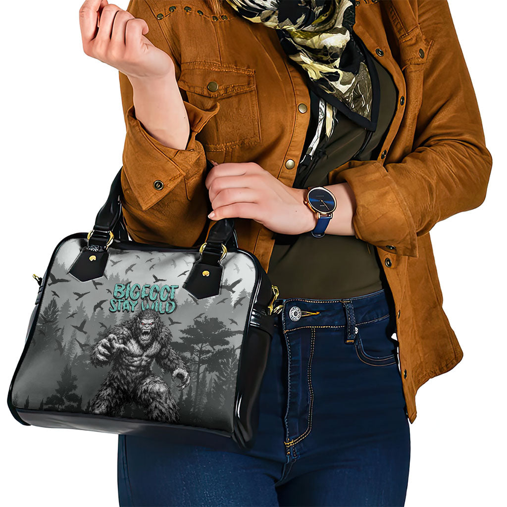 Bigfoot Stay Wild I Hate People Shoulder Handbag Angry Sasquatch Distressed Forest Dark Fantasy