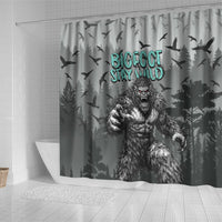 Bigfoot Stay Wild I Hate People Shower Curtain Angry Sasquatch Distressed Forest Dark Fantasy