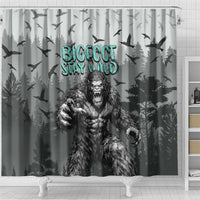 Bigfoot Stay Wild I Hate People Shower Curtain Angry Sasquatch Distressed Forest Dark Fantasy