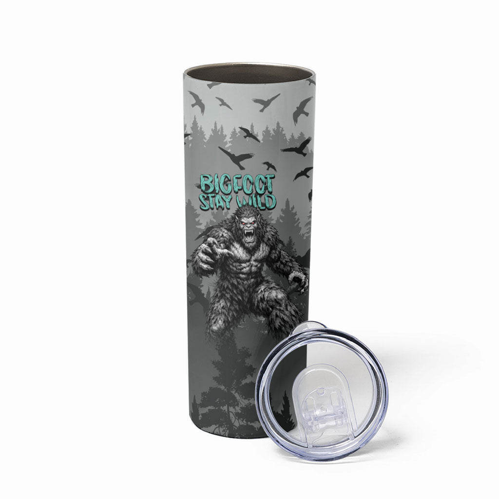 Bigfoot Stay Wild I Hate People Skinny Tumbler Angry Sasquatch Distressed Forest Dark Fantasy