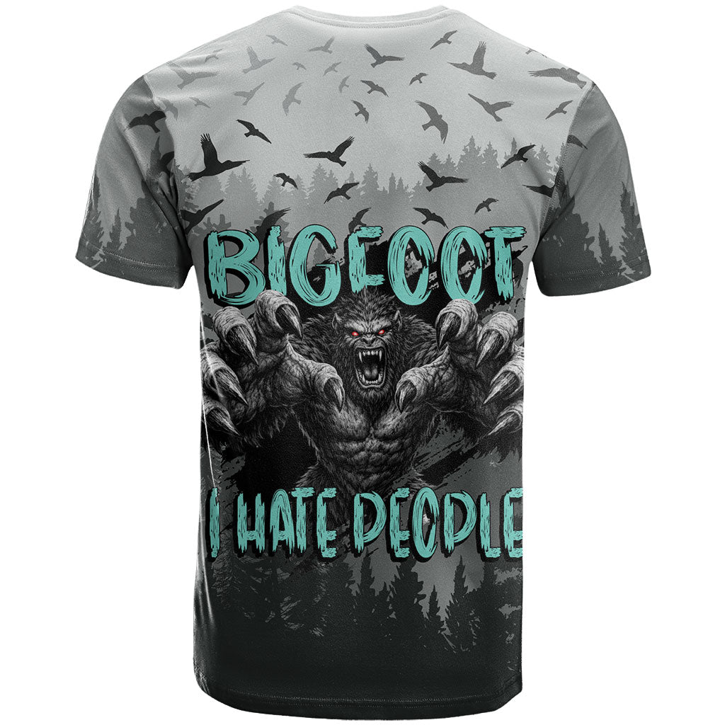 Bigfoot Stay Wild I Hate People T Shirt Angry Sasquatch Distressed Forest Dark Fantasy