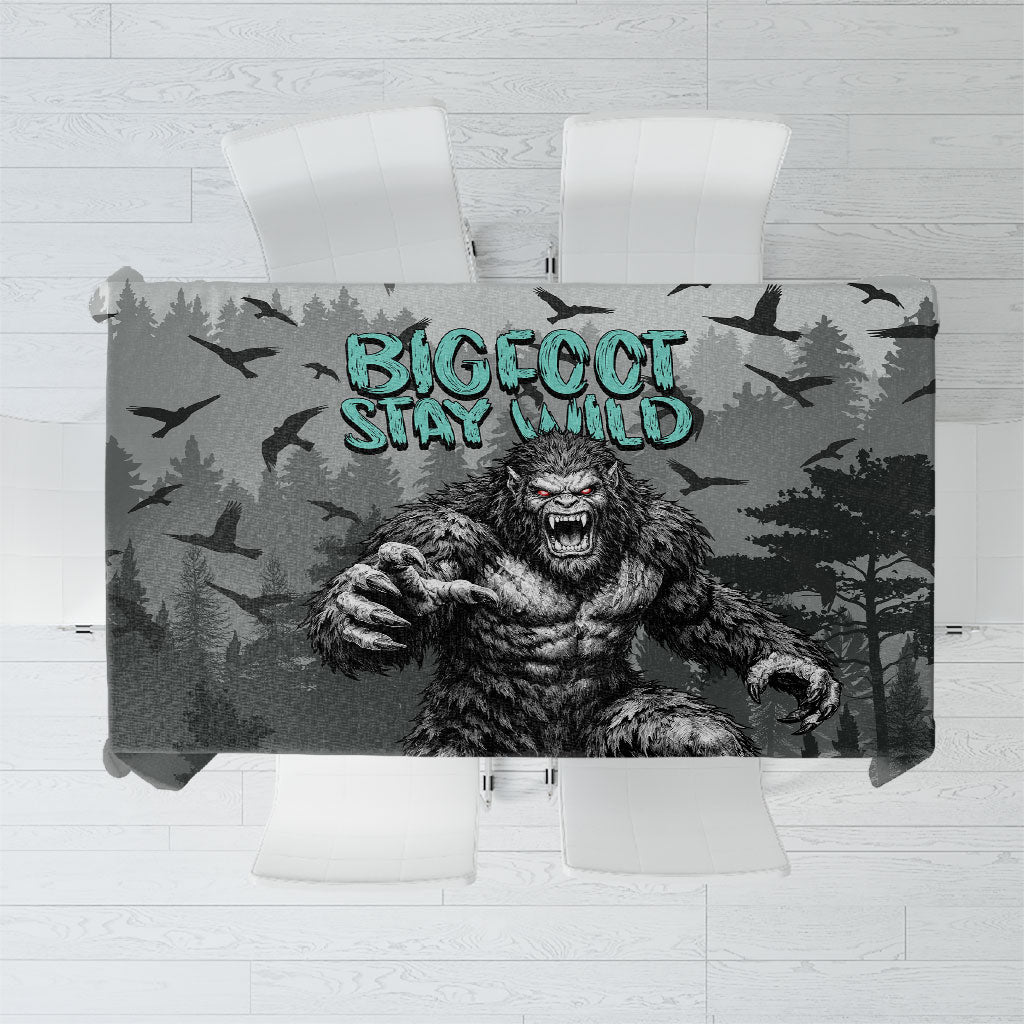 Bigfoot Stay Wild I Hate People Tablecloth Angry Sasquatch Distressed Forest Dark Fantasy