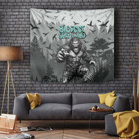 Bigfoot Stay Wild I Hate People Tapestry Angry Sasquatch Distressed Forest Dark Fantasy
