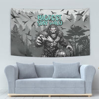 Bigfoot Stay Wild I Hate People Tapestry Angry Sasquatch Distressed Forest Dark Fantasy