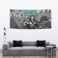Bigfoot Stay Wild I Hate People Tapestry Angry Sasquatch Distressed Forest Dark Fantasy