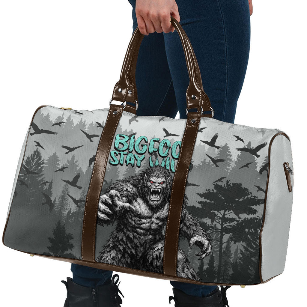 Bigfoot Stay Wild I Hate People Travel Bag Angry Sasquatch Distressed Forest Dark Fantasy
