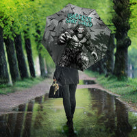 Bigfoot Stay Wild I Hate People Umbrella Angry Sasquatch Distressed Forest Dark Fantasy