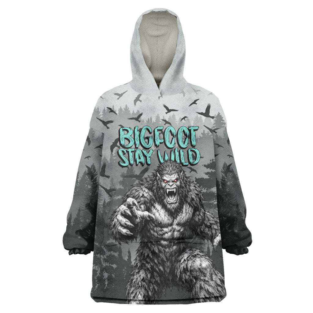 Bigfoot Stay Wild I Hate People Wearable Blanket Hoodie Angry Sasquatch Distressed Forest Dark Fantasy