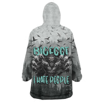 Bigfoot Stay Wild I Hate People Wearable Blanket Hoodie Angry Sasquatch Distressed Forest Dark Fantasy