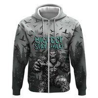 Bigfoot Stay Wild I Hate People Zip Hoodie Angry Sasquatch Distressed Forest Dark Fantasy