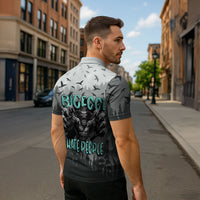 Bigfoot Stay Wild I Hate People Zipper Polo Shirt Angry Sasquatch Distressed Forest Dark Fantasy