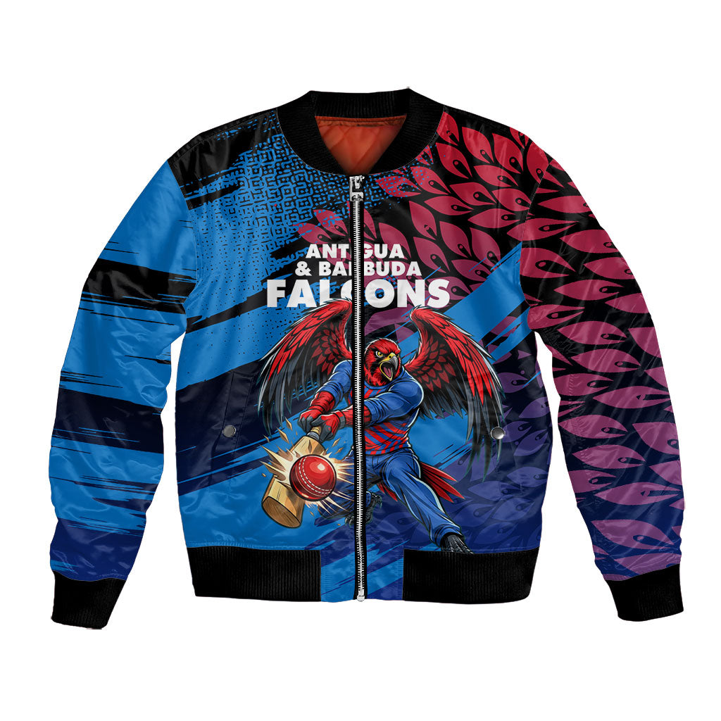 Personalized Antigua And Barbuda Cricket Bomber Jacket Falcons Mascot Sport Style