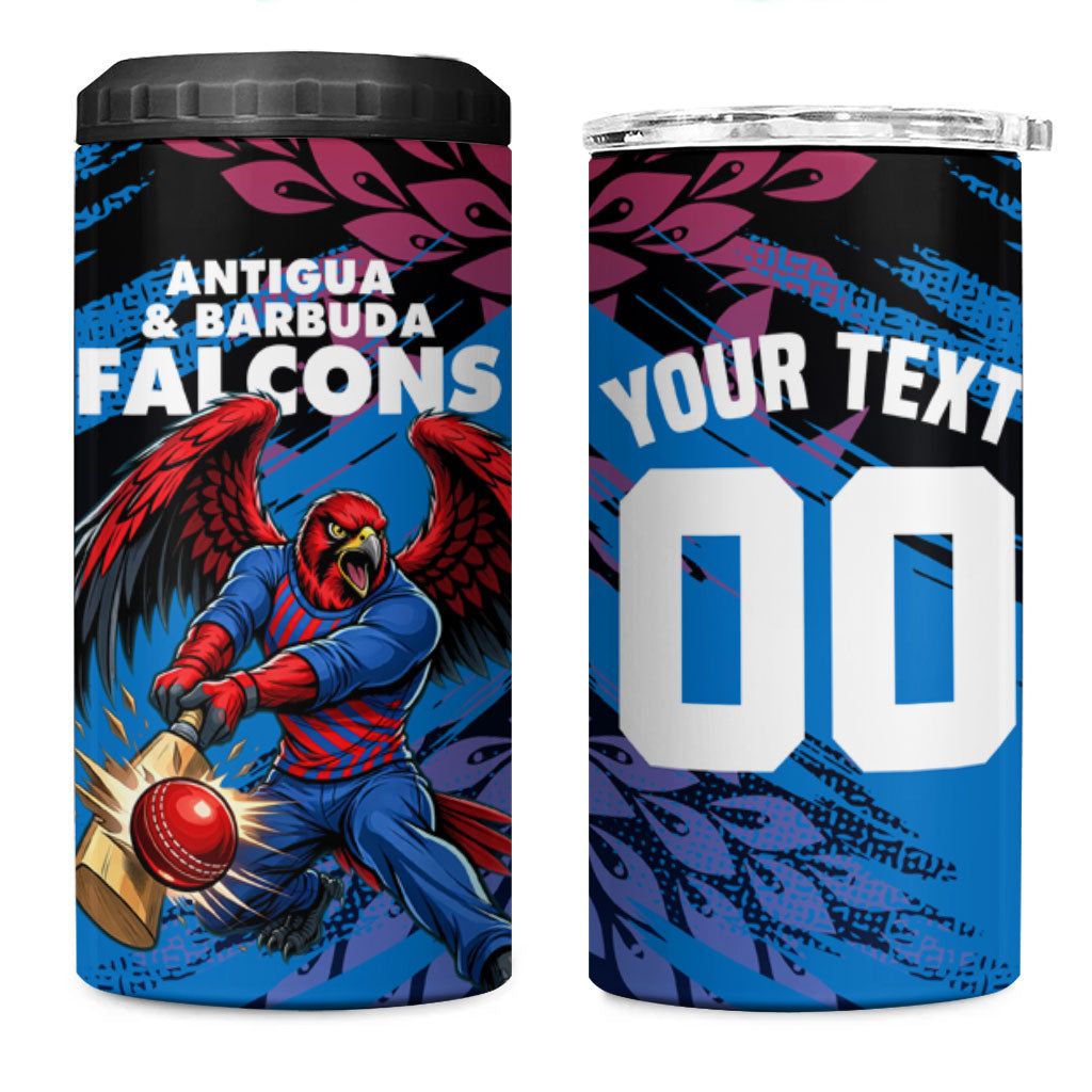 Personalized Antigua And Barbuda Cricket 4 in 1 Can Cooler Tumbler Falcons Mascot Sport Style
