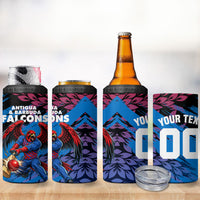 Personalized Antigua And Barbuda Cricket 4 in 1 Can Cooler Tumbler Falcons Mascot Sport Style
