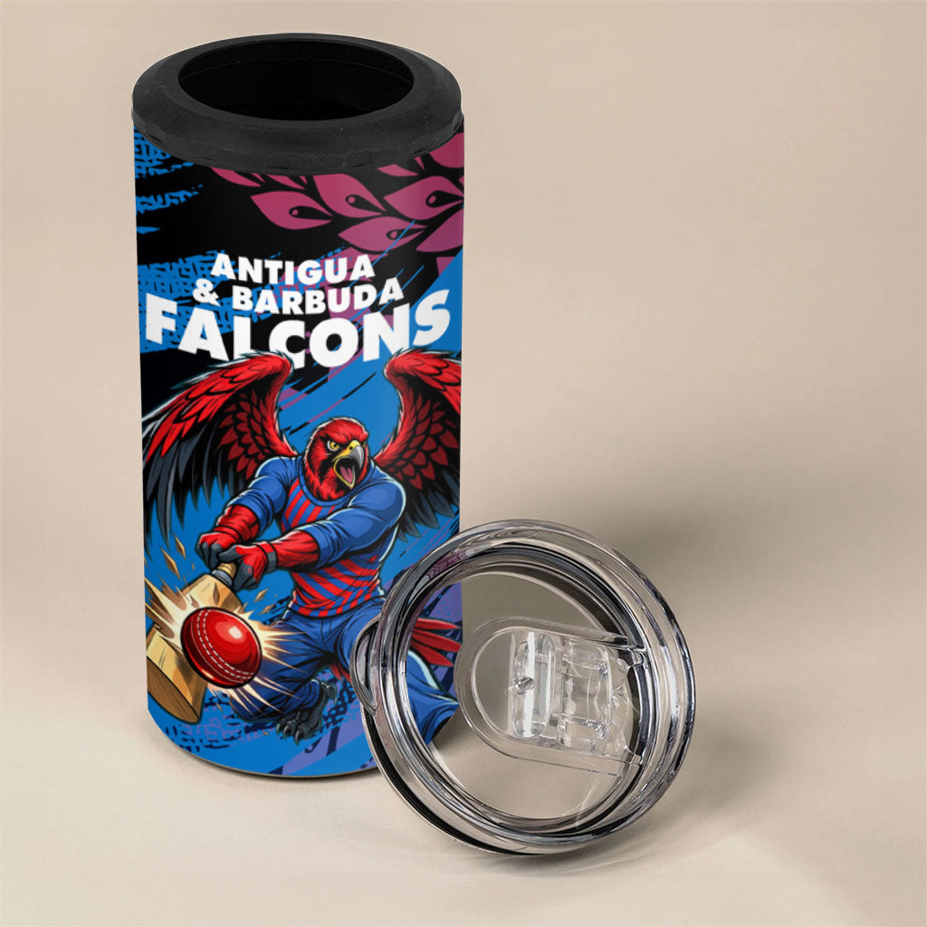 Personalized Antigua And Barbuda Cricket 4 in 1 Can Cooler Tumbler Falcons Mascot Sport Style