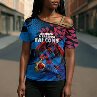 Personalized Antigua And Barbuda Cricket Cross Shoulder Shirt Falcons Mascot Sport Style
