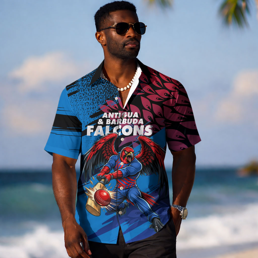 Personalized Antigua And Barbuda Cricket Hawaiian Shirt Falcons Mascot Sport Style
