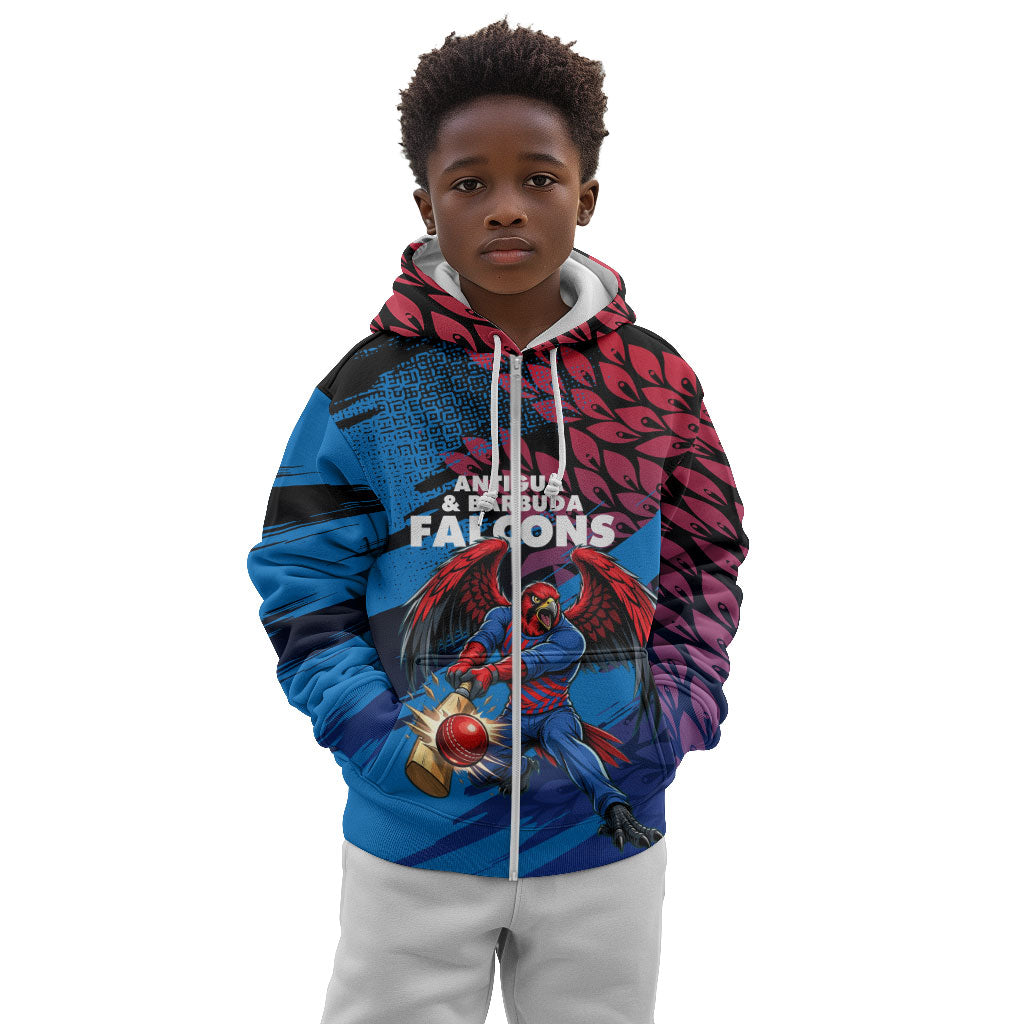 Personalized Antigua And Barbuda Cricket Kid Hoodie Falcons Mascot Sport Style
