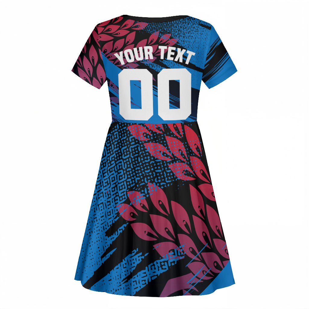 Personalized Antigua And Barbuda Cricket Kid Short Sleeve Dress Falcons Mascot Sport Style
