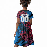 Personalized Antigua And Barbuda Cricket Kid Short Sleeve Dress Falcons Mascot Sport Style