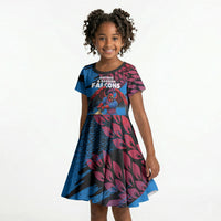 Personalized Antigua And Barbuda Cricket Kid Short Sleeve Dress Falcons Mascot Sport Style