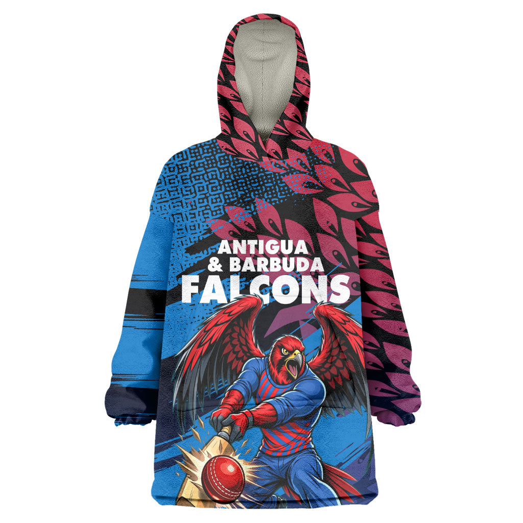 Personalized Antigua And Barbuda Cricket Kid Wearable Blanket Hoodie Falcons Mascot Sport Style
