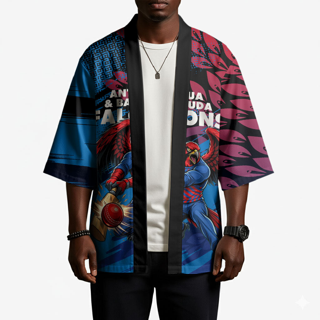 Personalized Antigua And Barbuda Cricket Kimono Falcons Mascot Sport Style