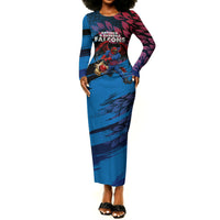 Personalized Antigua And Barbuda Cricket Long Sleeve Bodycon Dress Falcons Mascot Sport Style