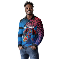 Personalized Antigua And Barbuda Cricket Long Sleeve Polo Shirt Falcons Mascot Sport Style